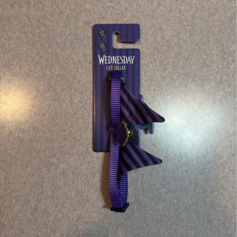 Wednesday Addams Cat Collar Kitten Collar Purple With Bow Charm Bell Halloween